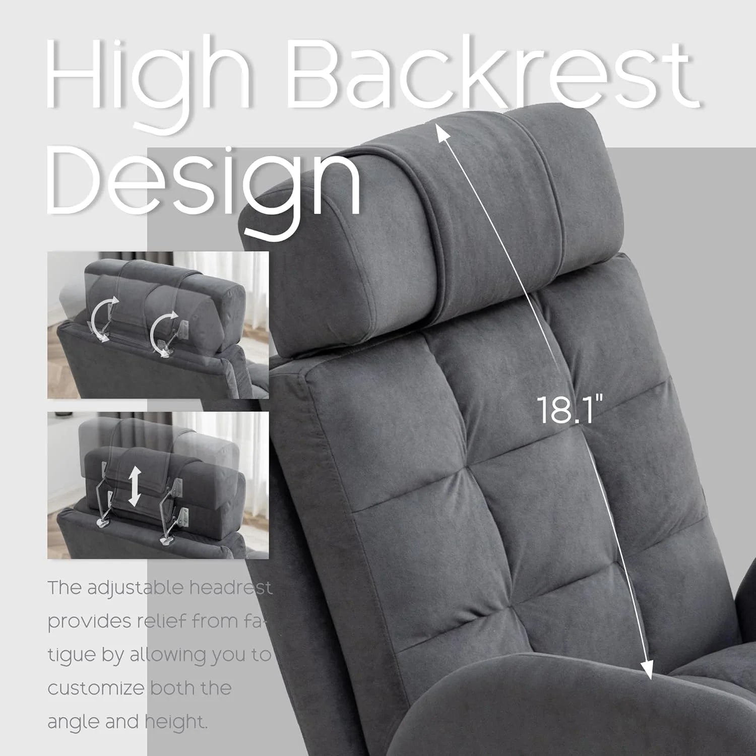 Accent Chair with Ottoman Velvet Lounge Arm Chair Dark Grey J30913