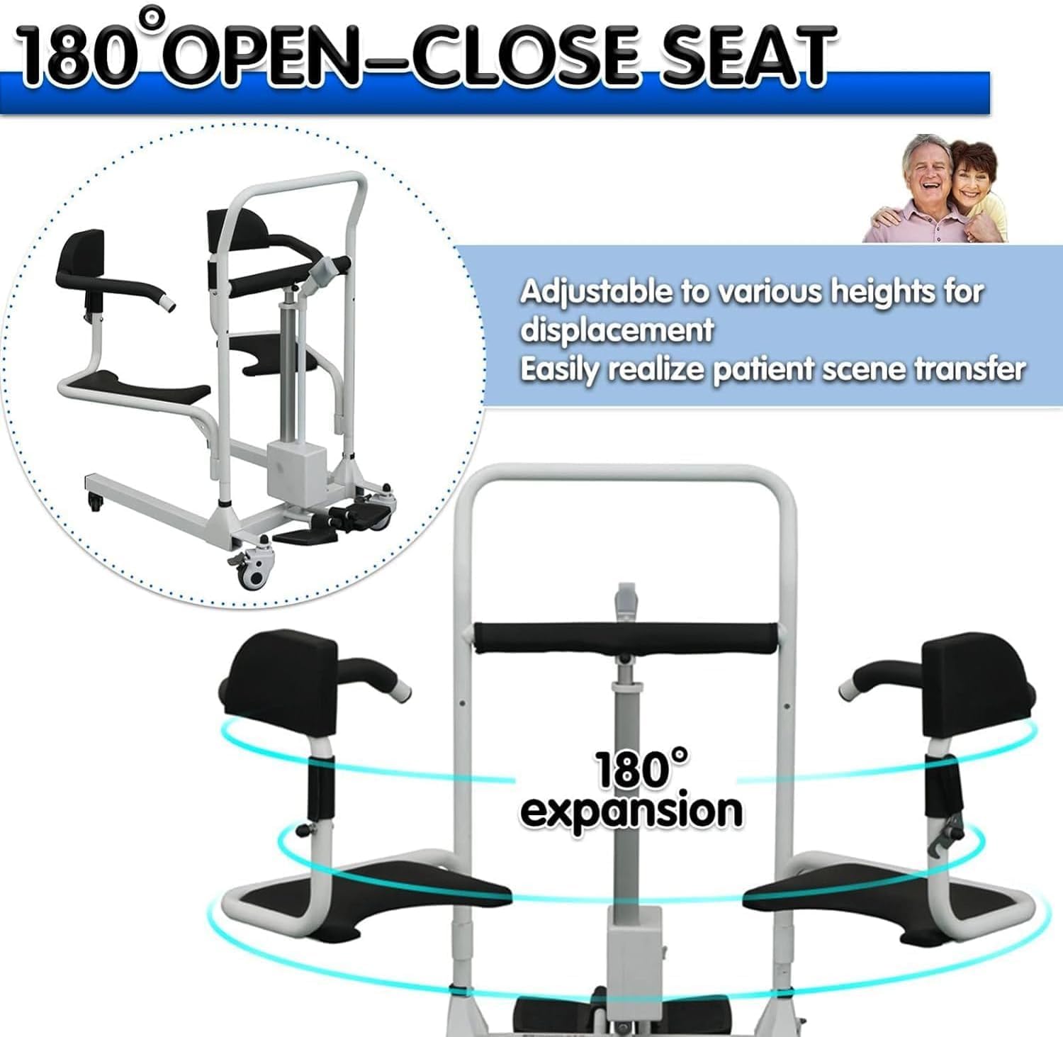 Electric Patient Lift Transfer Chair with 180° Split Seat and Bedpan N404
