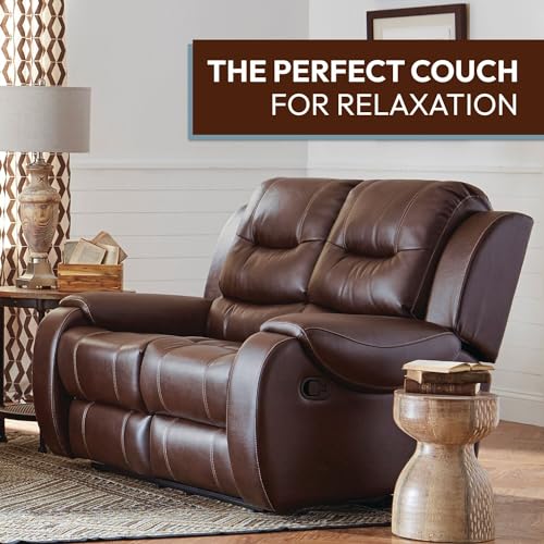 Cambridge Brown Abilene Double Reclining Loveseat Faux Leather Z369532