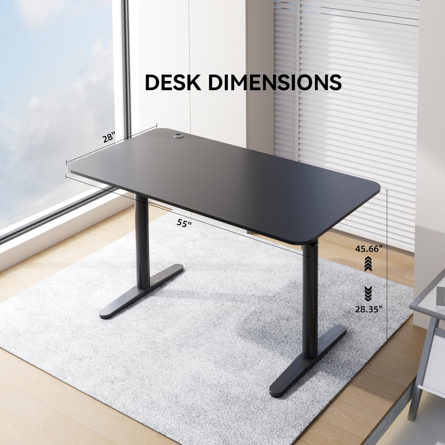 Adjustable Standing Desk Home Office Workstation Black 55 x 28 inch O112