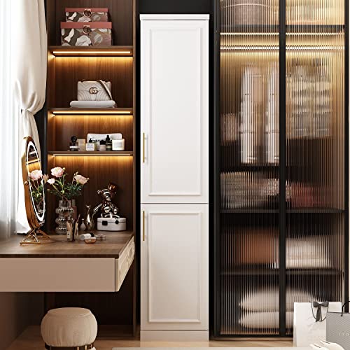 FAMAPY 2 Door Wardrobe Closet with Hanging Rod, White S203963