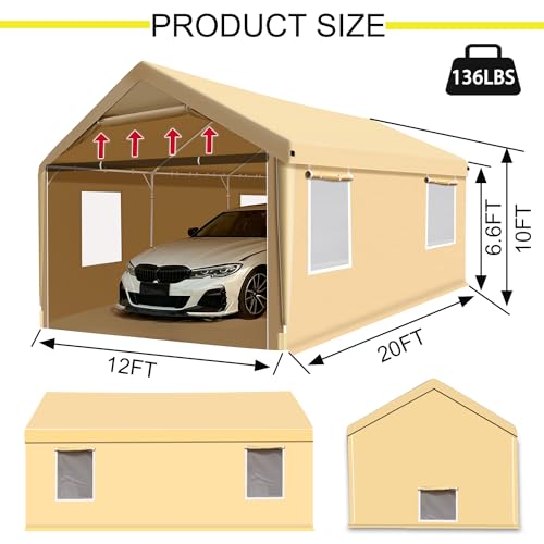Rainproof Portable Paint Booth 26x14x10.5FT with Mesh Windows & Floor M6216