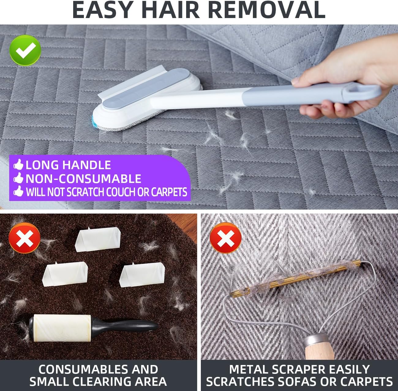 Cat Hair Remover Furniture Reusable Lint Roller Pet Hair Removal Tool N5392