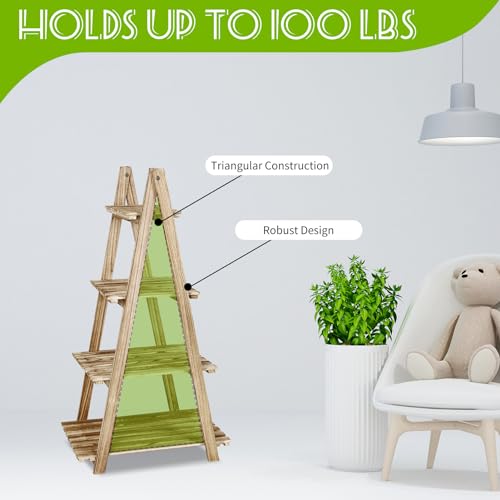 4-Tier Wood Ladder Shelf for Living Room, Home Office I3917