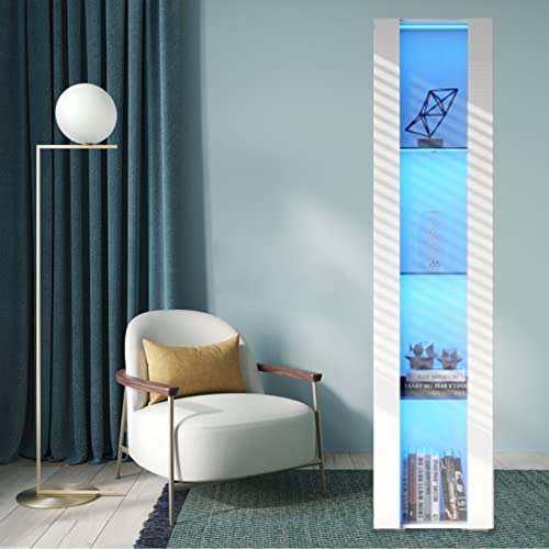 Modern 4-Shelves Display Cabinet with Clear Acrylic Door and LED Light C976