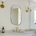 ANDY STAR Irregular Mirror Asymmetrical Mirror for Wall 24x36” Brushed Gold Bathroom Mirror, Modern Wall Mirror for Living Room Bathroom Vanity Framed Mirror Wavy Mirror 1” Deep Set Design