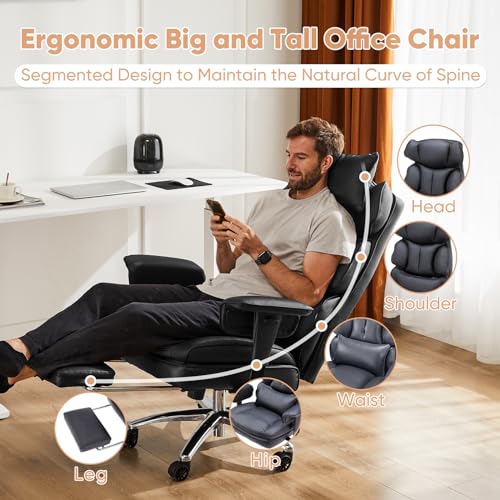 Sweetcrispy Executive Office Desk Chair Ergonomic High Back with Footrest, Black Z680915