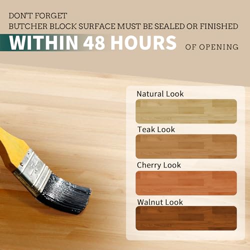 Birch Solid Hardwood Butcher Block Countertop, 1.5" Thick, 25" W x 60" L O2223
