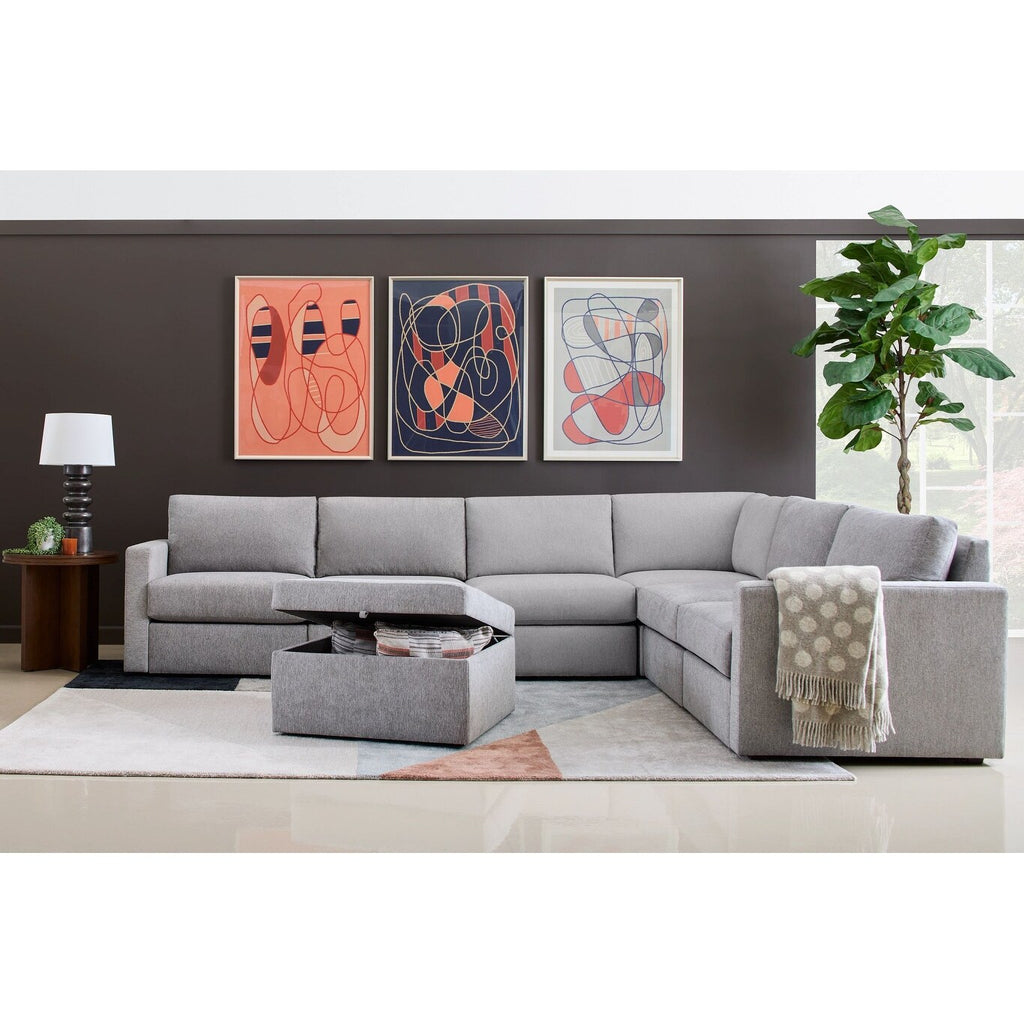 Flexsteel Flex 6-Seat Fabric Sectional with Standard Arm in Gray