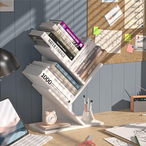 Tree Bookshelf 3-Tier Wood Bookcase for Home Office Storage Z8458