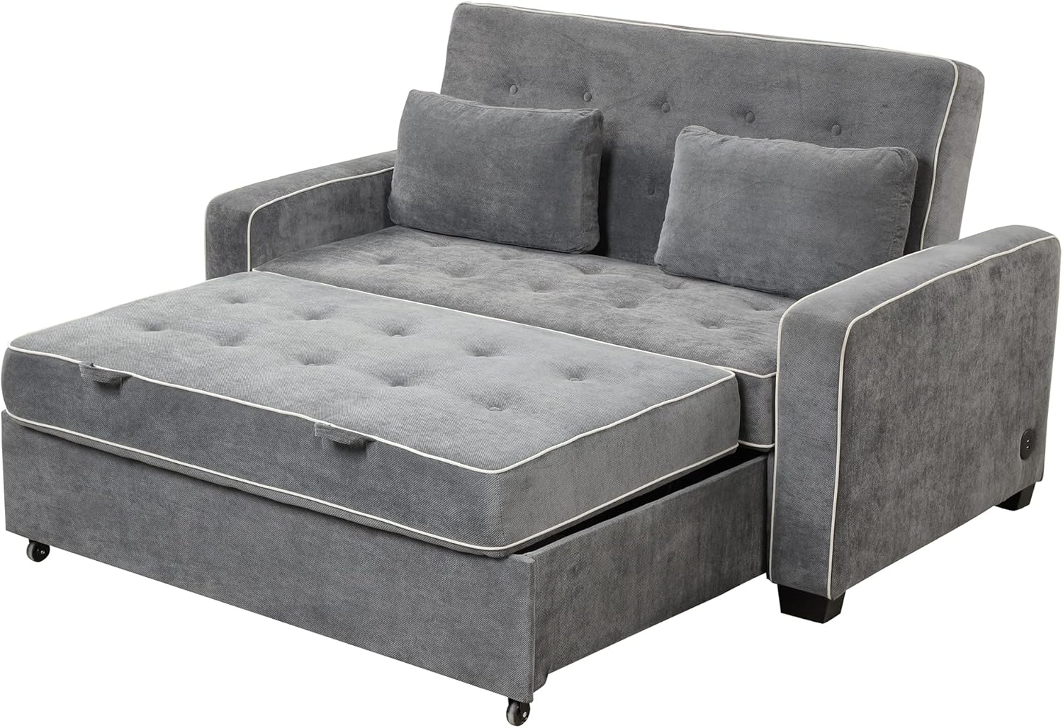 3 in 1 Pull Out Sofa Bed with Adjustable Backrest and USB Charging Port K98421