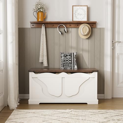 Maupvit Storage Chest with 2 Safety Hinges, White V554