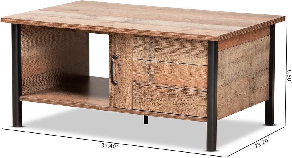 Baxton Studio Vaughan Coffee Table, Oak Brown/Black P22114