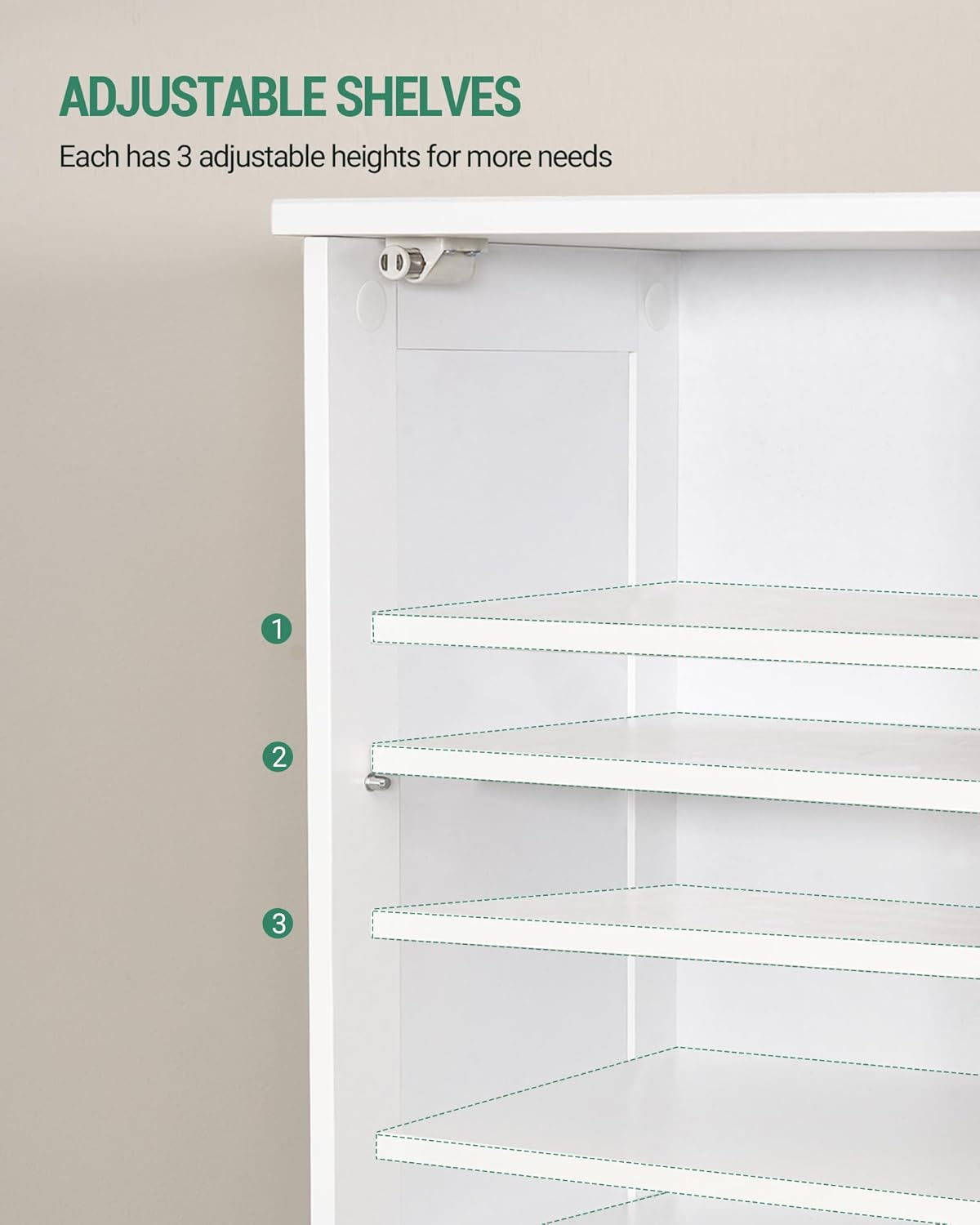71" Kitchen Pantry Storage Cabinet with Adjustable Shelves, White F9467
