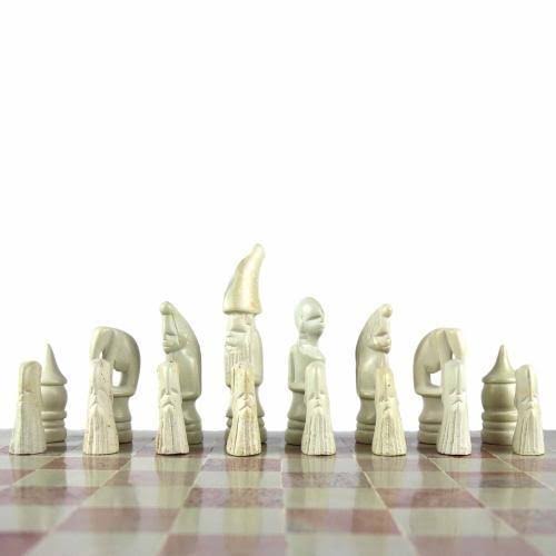 Smolart Hand Carved Soapstone Maasai Chess Set 14x22 Board Q904