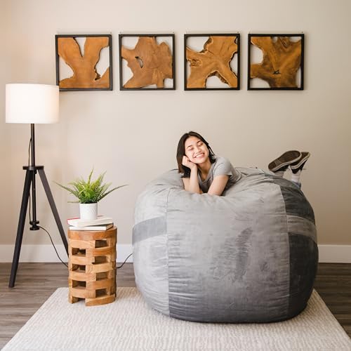 Big Joe Fuf Medium Foam Filled Bean Bag Chair with Removable Cover, Collegiate Green U640