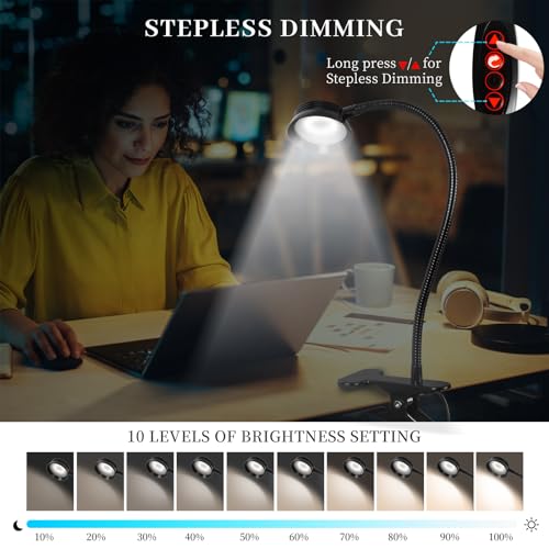 AORAEM Book Light for Reading, 3 Color LED Clip on Lamp, 360° Adjustable USB I5201