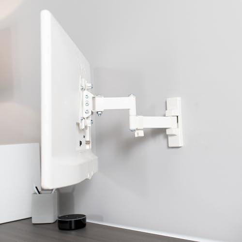VIVO Full Motion Wall Mount for 27 inch LCD LED TV and Monitor, Tilt and Swivel, White L4422