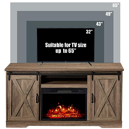 AMERLIFE 5-Piece Farmhouse Table Set with Fireplace TV Stand, Coffee Table & 2 End Tables P884