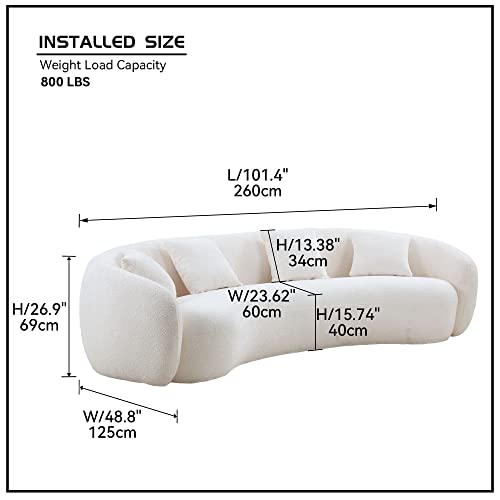 Couch Contemporary Half-Moon Curved Modular Sectional Sofa, 6 Pillows Included, Ginger G6127