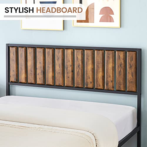 Queen Metal Platform Bed Frame with Headboard D18806