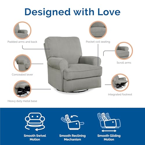Baby Relax Kenzie Swivel Glider Recliner Chair, Gray I457