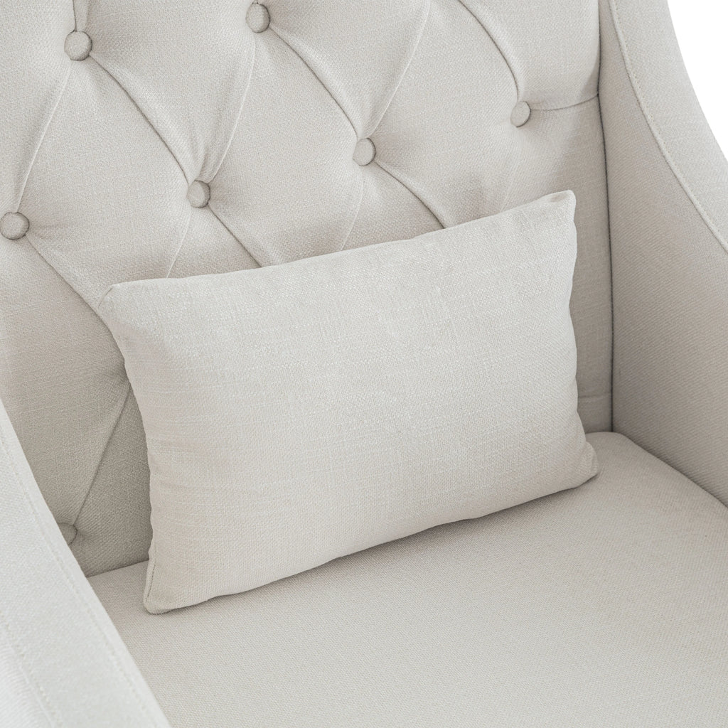 HUIMO Mid Century Modern Accent Chair, Upholstered Fabric Armchair with Wood Frame (Beige) C438319