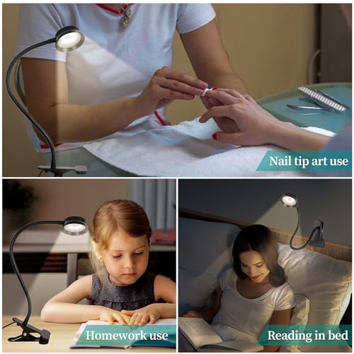 AORAEM Book Light for Reading, 3 Color LED Clip on Lamp, 360° Adjustable USB I5201