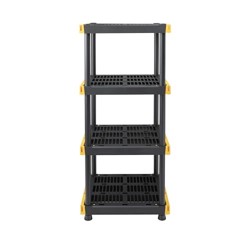 BLACK & YELLOW® 4-Tier Heavy Duty Plastic Storage Shelving Unit, 100lbs/shelf, Indoor/Outdoor, 2 Pack R9632