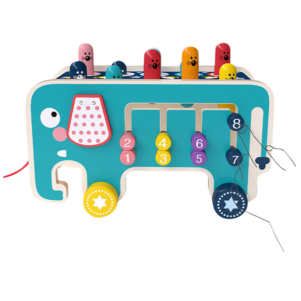Wepro Colourful Wooden Whack-A-Mole Game Early Educational Toys Kids Two Hammers A98694