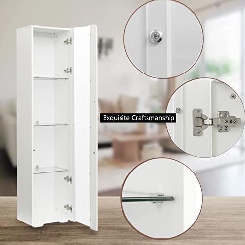 Modern 4-Shelves Display Cabinet with Clear Acrylic Door and LED Light C976