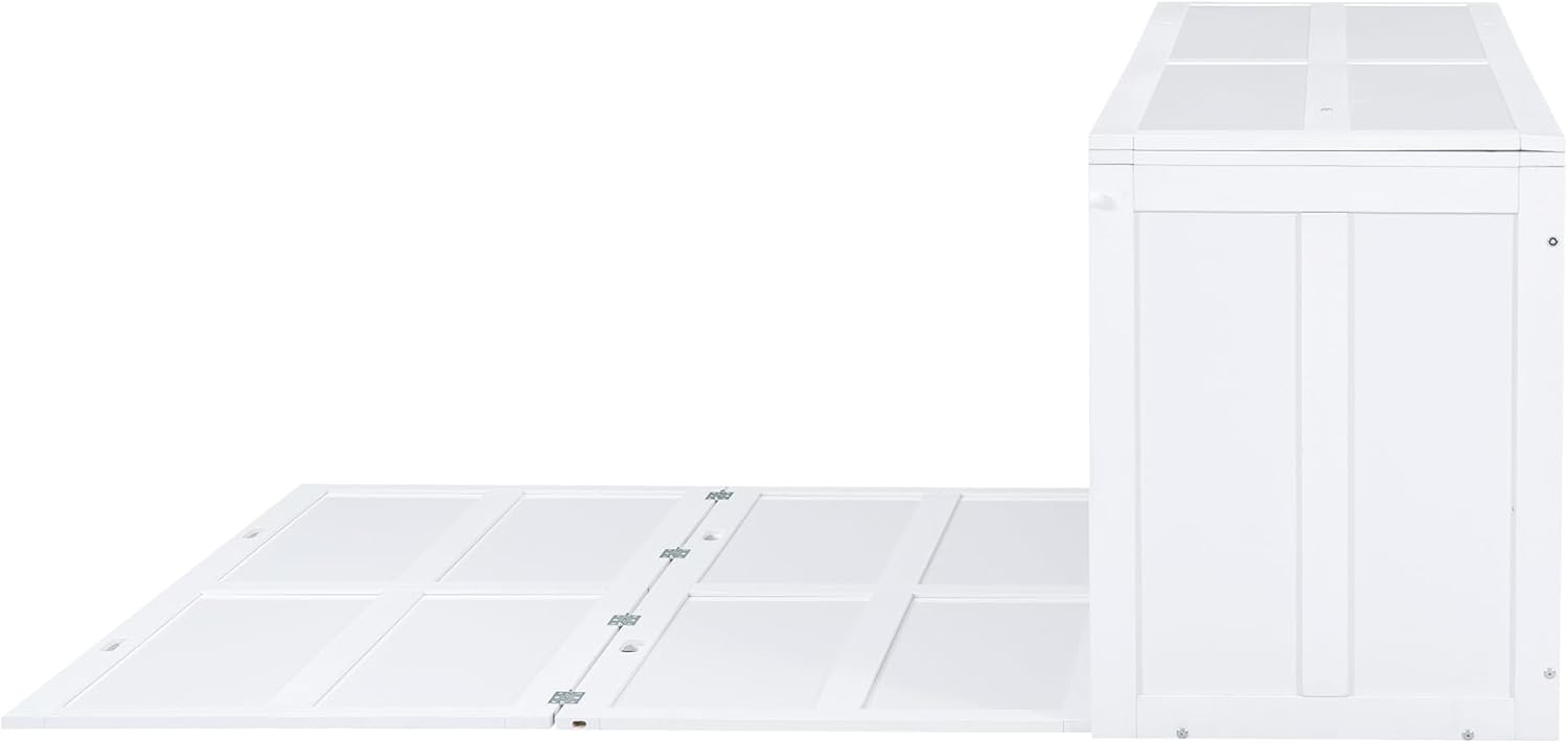 Queen Size Murphy Bed with Rotating Desk, White Finish T516