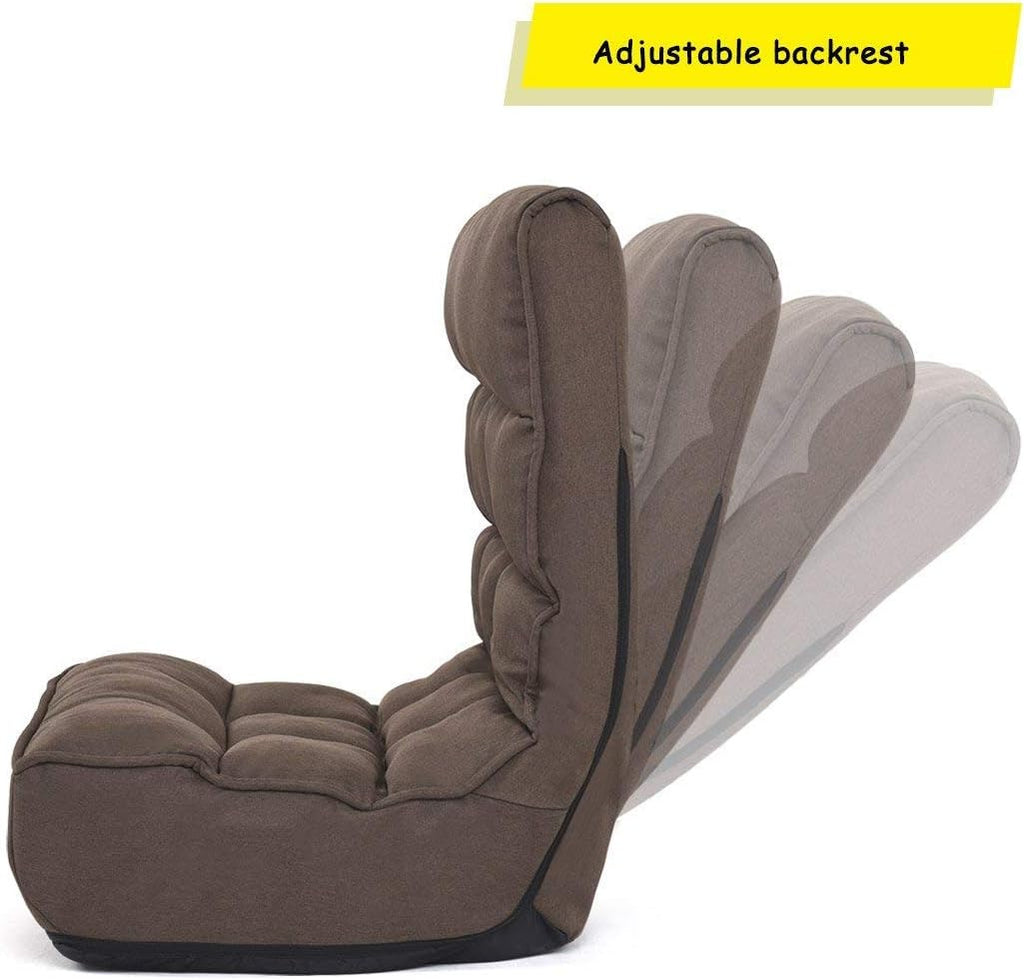 Casart Floor Chair Sleeper 4-Position Adjustable Folding Lounger, Brown X40198