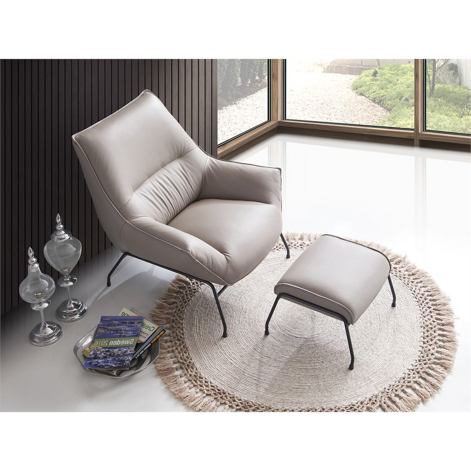 ACME Furniture Jabel Upholstered Leather Accent Chair and Ottoman K9499