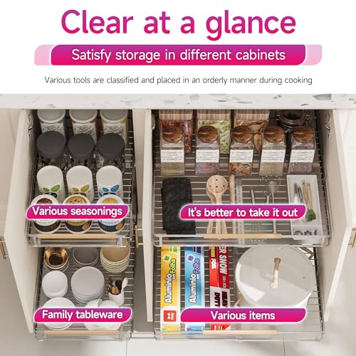 Expandable Pull Out Cabinet Organizer for Kitchen, X-Large 2 Pack E276