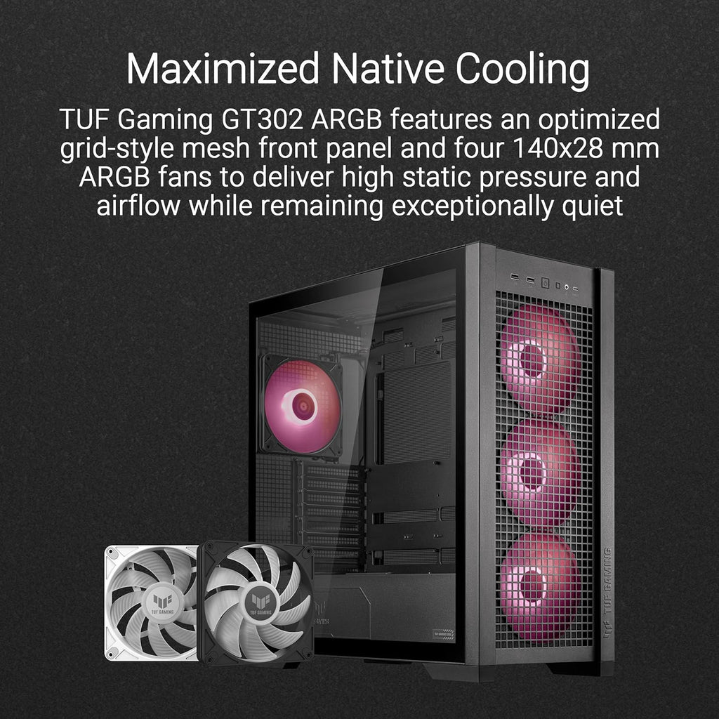 ASUS TUF Gaming GT302 ARGB ATX Mid-Tower PC Case, Black K34131