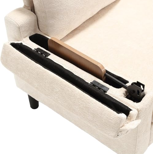 Sleeper Sectional Sofa with Storage Chaise, L Shape Chenille Pull Out Sofa Bed, Beige A24547