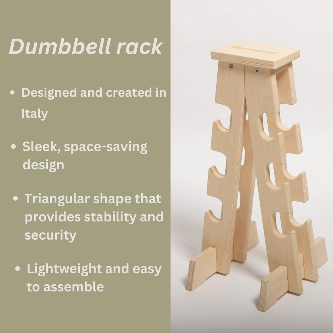 Stone Dumbbell Holder Wooden 6 Weights N921250