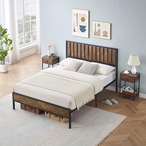 Queen Metal Platform Bed Frame with Headboard D18806