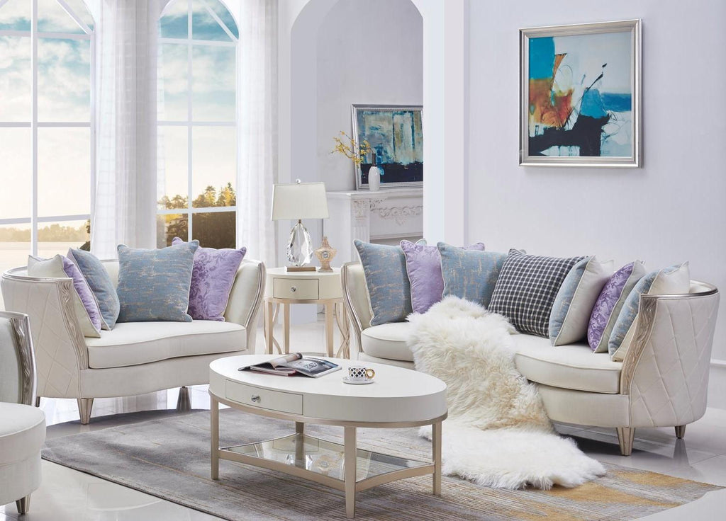 Traditional Linen Blend Sofa & Loveseat Set 2 Pcs McFerran SF2518