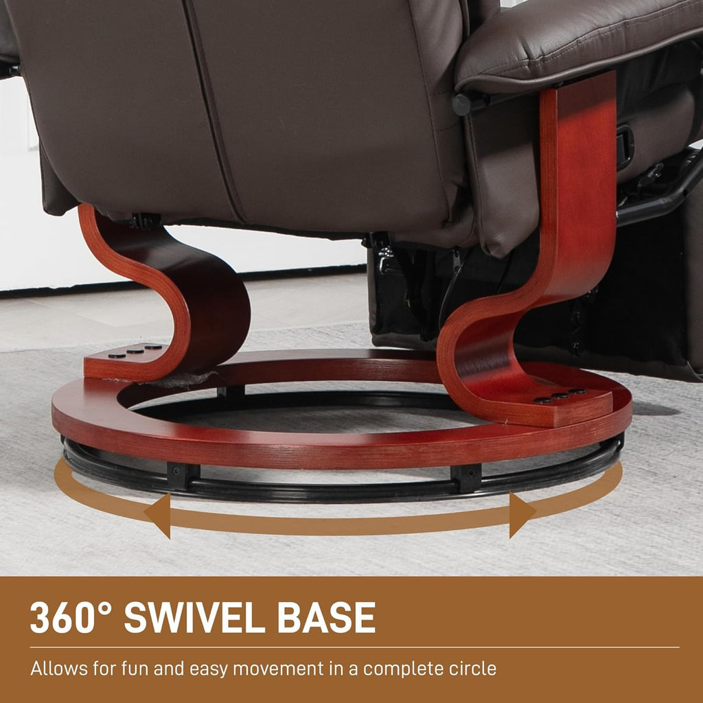 HOMCOM Manual Swivel Recliner Chair, PU Leather with Footrest, Brown X2880