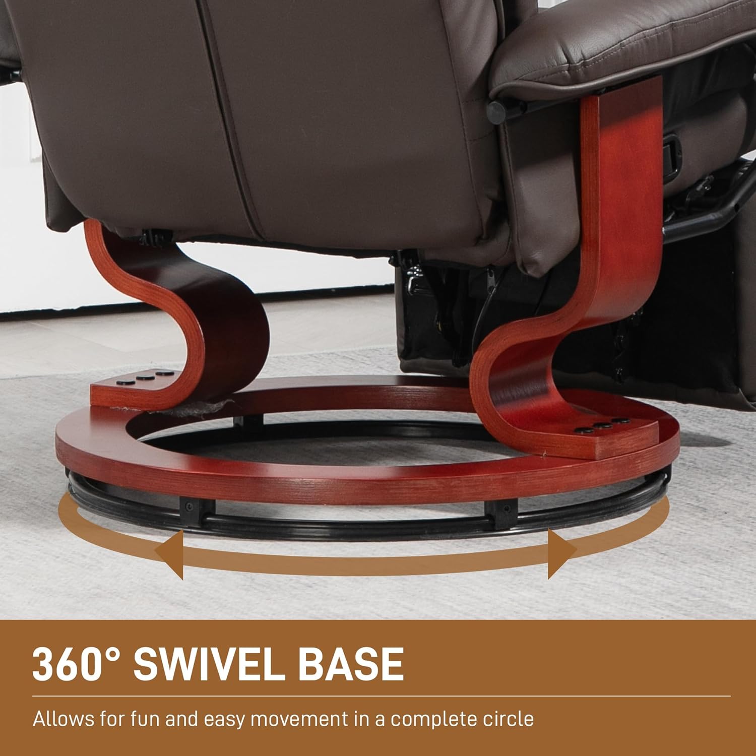 HOMCOM Manual Swivel Recliner Chair, PU Leather with Footrest, Brown X2880