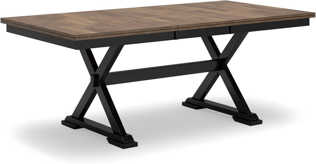 Signature Design by Ashley Wildenauer Dining Extension Table, 78" W x 40" D x 30" H, Black & Dark Brown