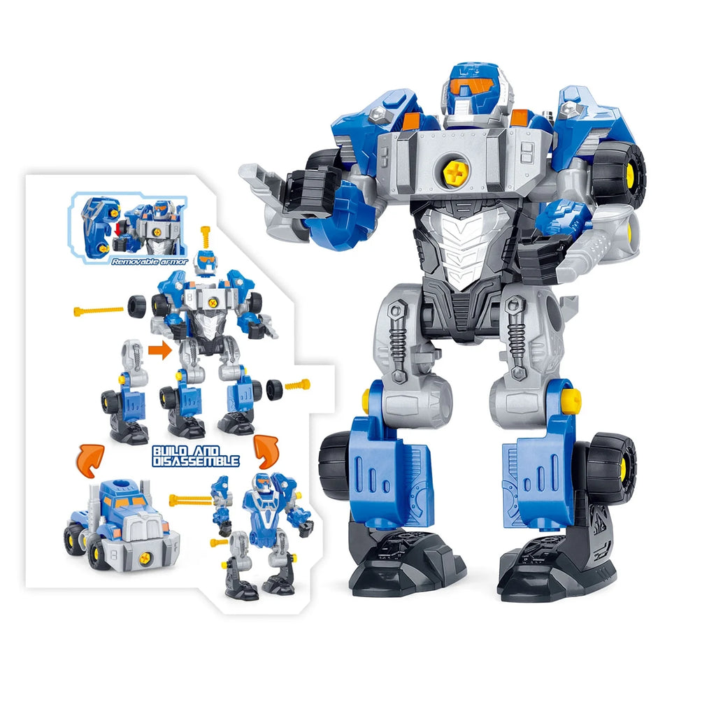 3 in 1 Take Apart Robot Truck Toy Playset, Includes Screwdriver and Drill, Construction Transform Robot and Truck Toyset for Kids