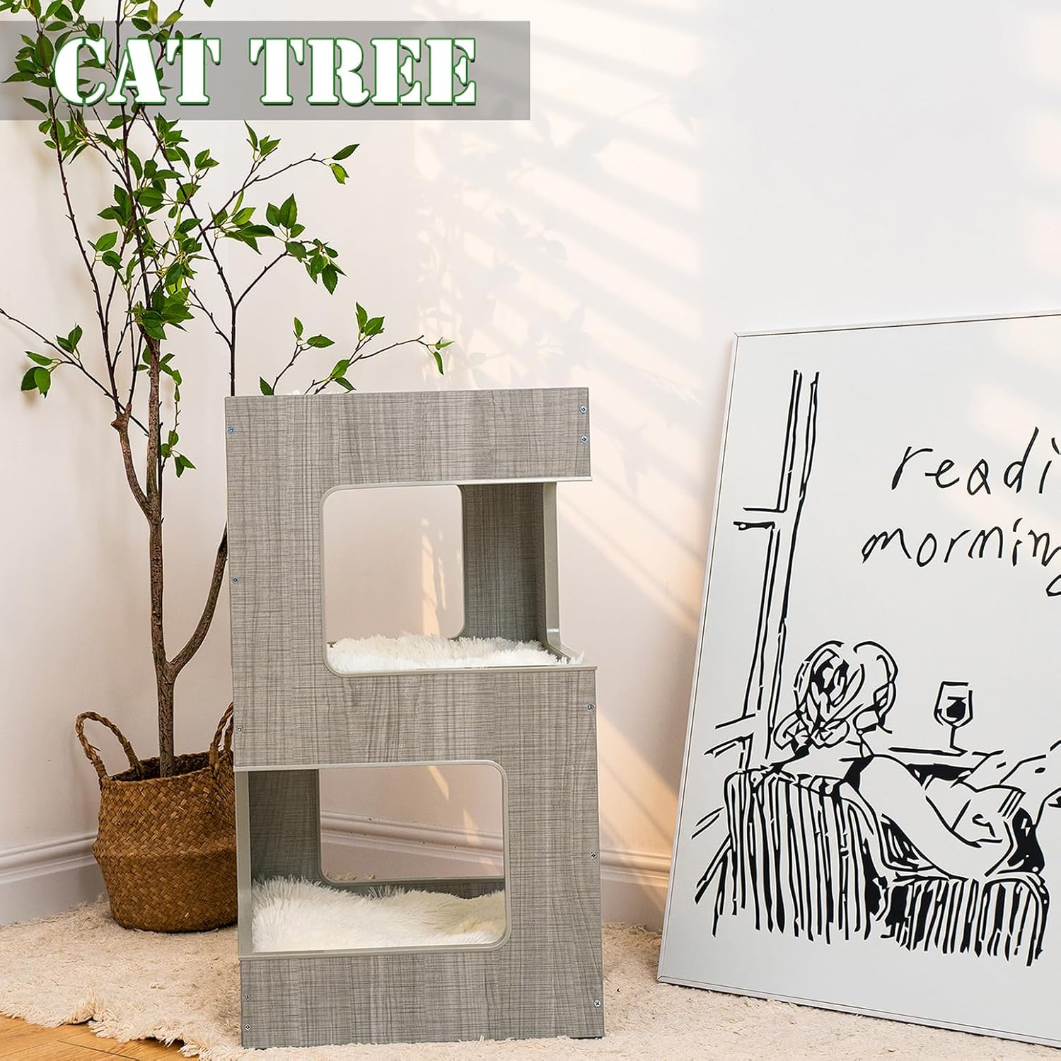 ACH Modern Cat Furniture Cat Tree Spacious Perch Multi-Level Cat Tower for Indoor Cats Z6245