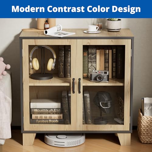Cozy Castle Buffet Sideboard Cabinet with Storage, 2 Acrylic Doors W352