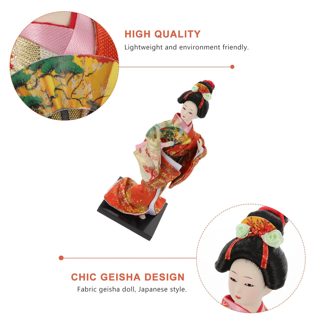 2 Pc Kimono Doll Japanese Style Desktop Adornment Silk Art Crafts C724817