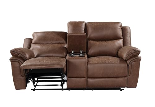 Ryland Polyester Manual Sofa with Dual Recliner, Brown V416032