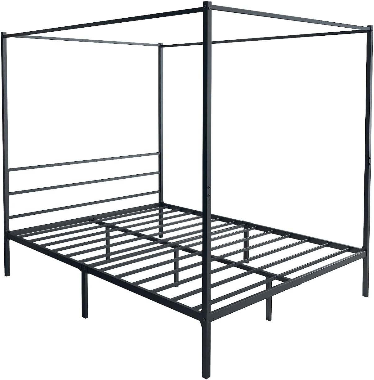Queen Size Black Metal Canopy Bed Frame with Headboard Q5090