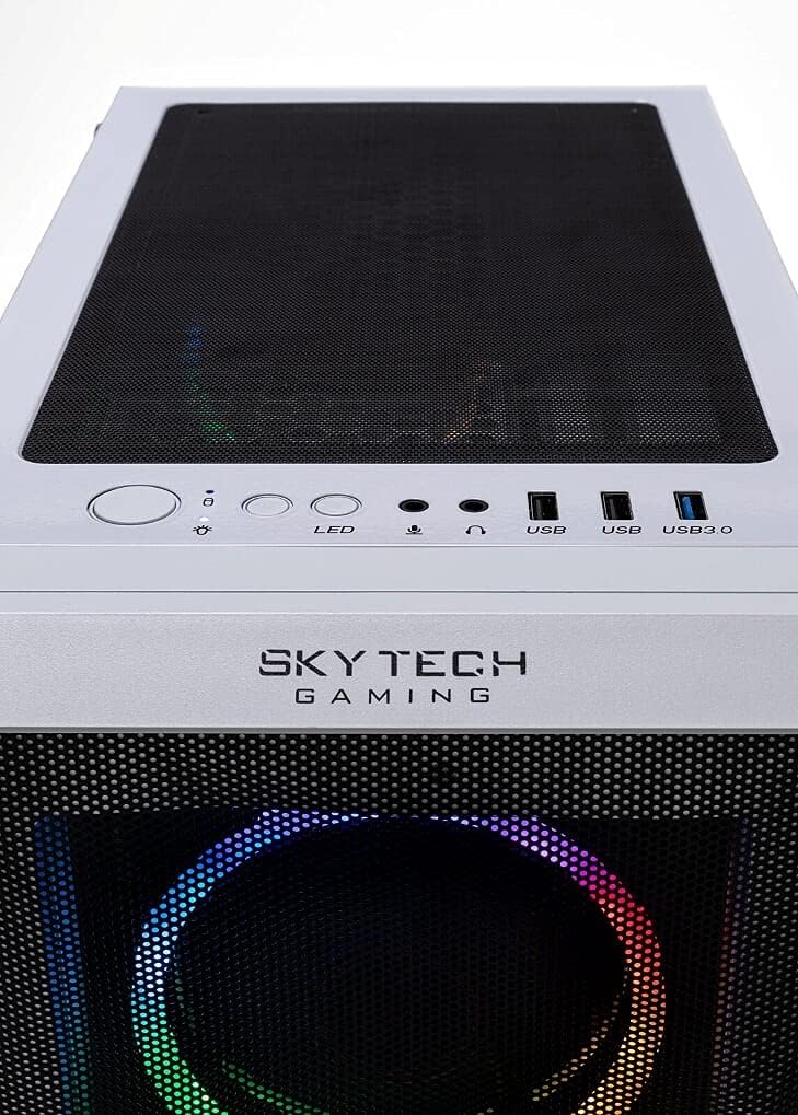 SkyTech Chronos Gaming PC Desktop - AMD Ryzen 5 5600X, RTX 3070 Ti, 1TB SSD, 16GB RAM, White R963